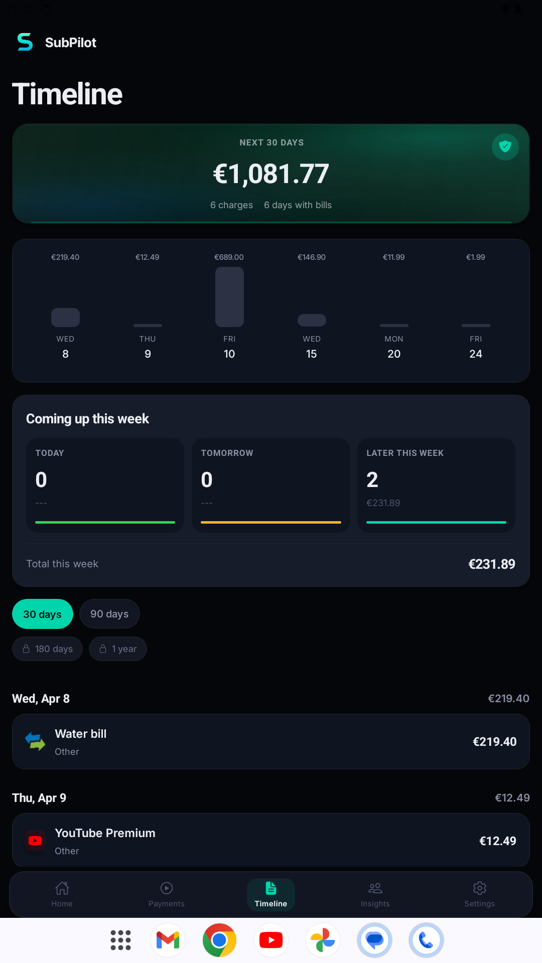 SubPilot timeline screen preview